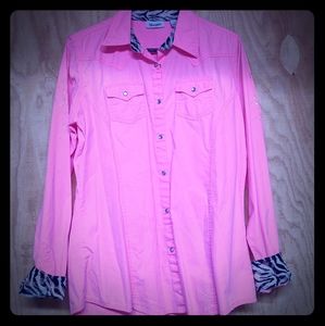 Hot Pink Wrangler Western Button Up Shirt